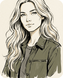 Aria drawn in black ink line art